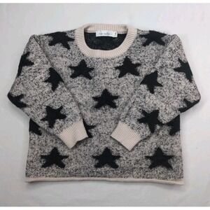 Nora Madison Girls 5-6 Cotton Blend Sweater Black Stars Heavyweight Cropped